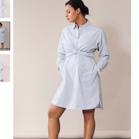 Boob - Maternity Dresses & Skirts - BOOB. DESIGN The Duo Maternity Nursing Shirtdress in Sky Blue- X-Large/XX-Large